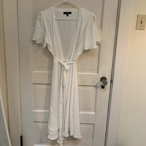 Rise to the Occasion White Midi Wrap Dress